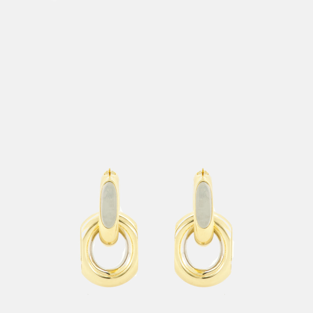 Bijoux Boucles d'oreilles double maillon en métal Saint Laurent Doré Femme