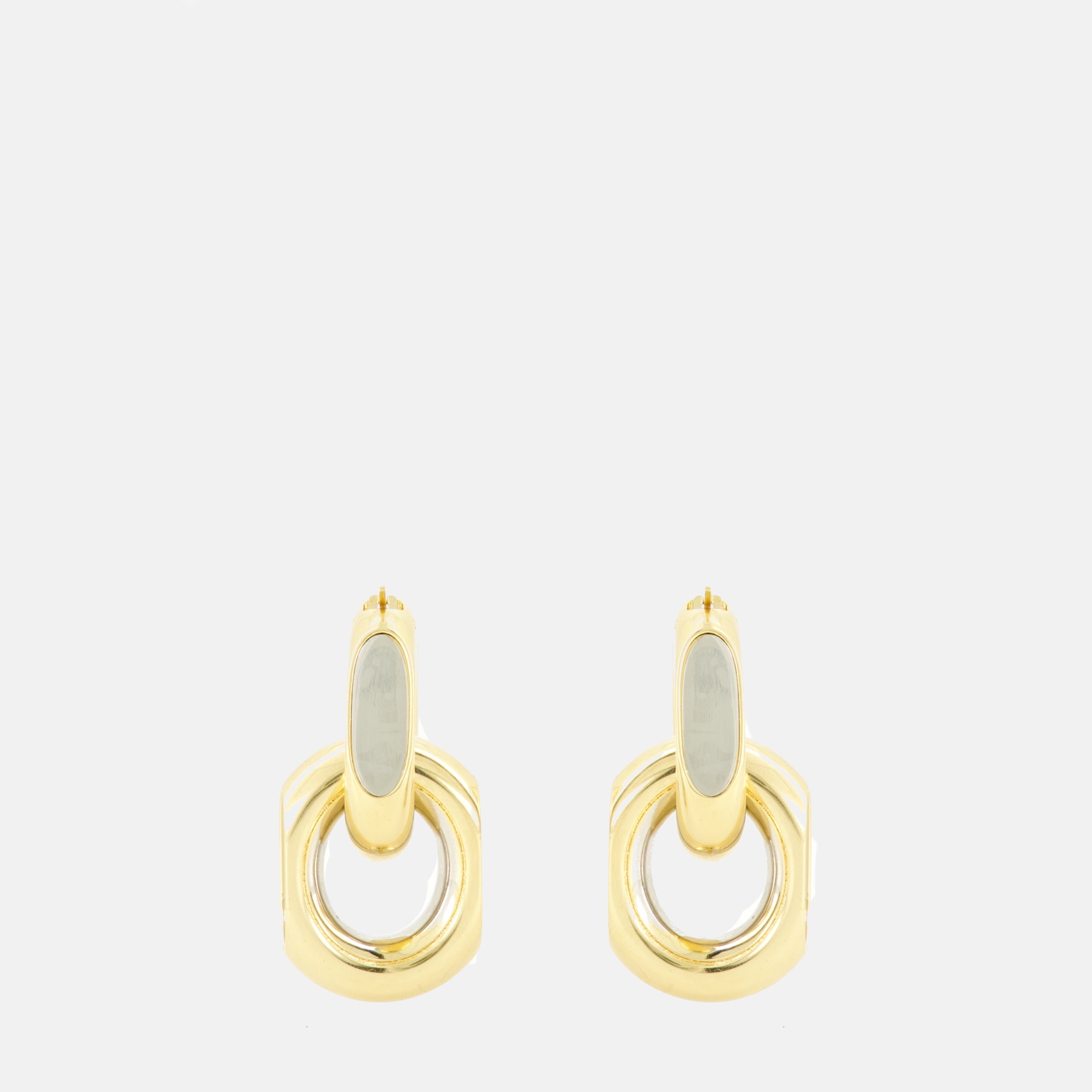 Bijoux Boucles d'oreilles double maillon en métal Saint Laurent Doré Femme