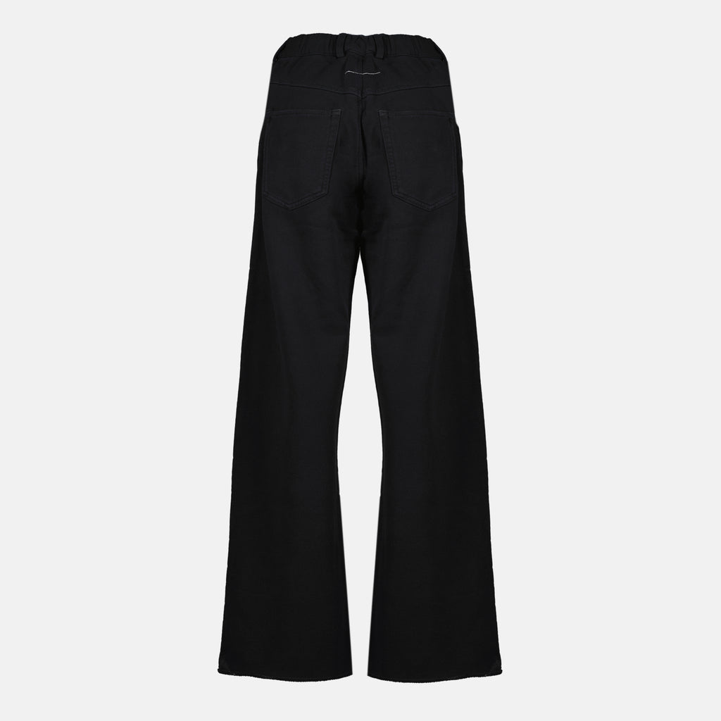 Imagen del pantalón vaquero negro de pierna ancha de la marca Mm6 para Mujer - Temporada Primavera-Verano 2026 - Vista Trasera