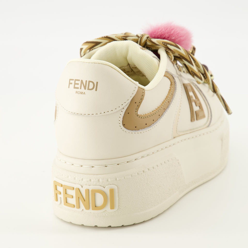 Image of the Fendi Match beige platform sneakers for Women - Autumn-Winter 2025 Season - Back view