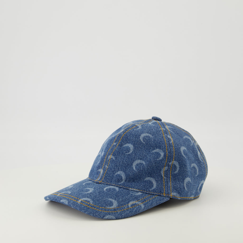 Image of the Moon Denim Cap by Marine Serre for Unisex - Autumn-Winter 2025 Season - Back View
