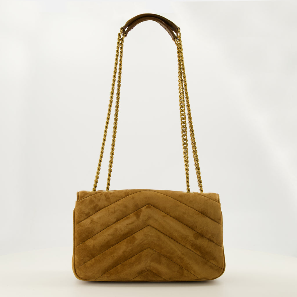 Sacs à main et épaule Sac Loulou small en suède beige Saint Laurent Marron Femme