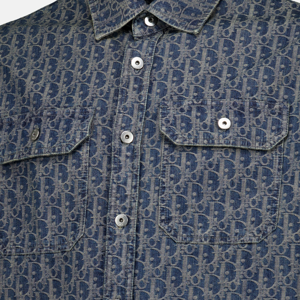 Chemises Camicia Over jacket Dior Oblique in Denim Dior Bleu foncé Homme
