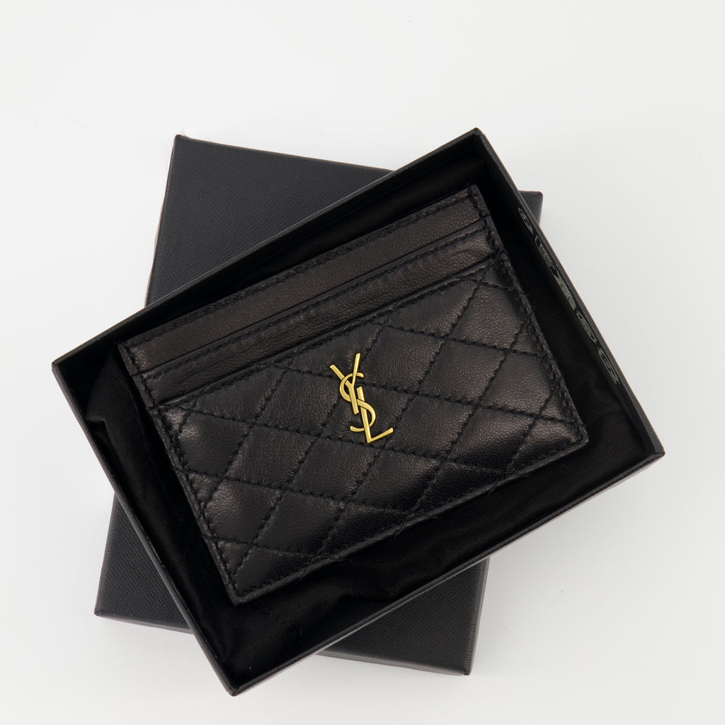 Pequeños artículos de cuero Porte-cartes Cassandre Saint Laurent Negro Femme