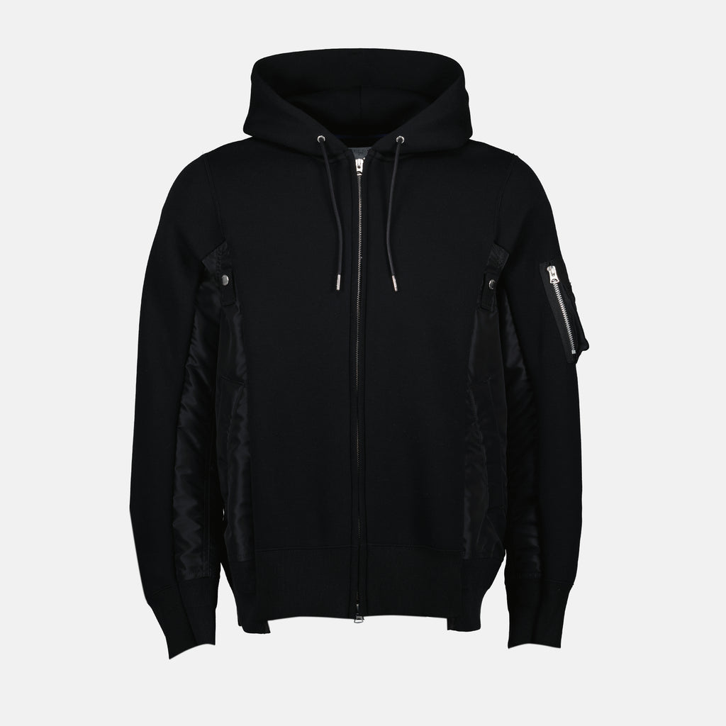 Sweatshirts Two-tone Zipped Sweatshirt Sacai Black Men