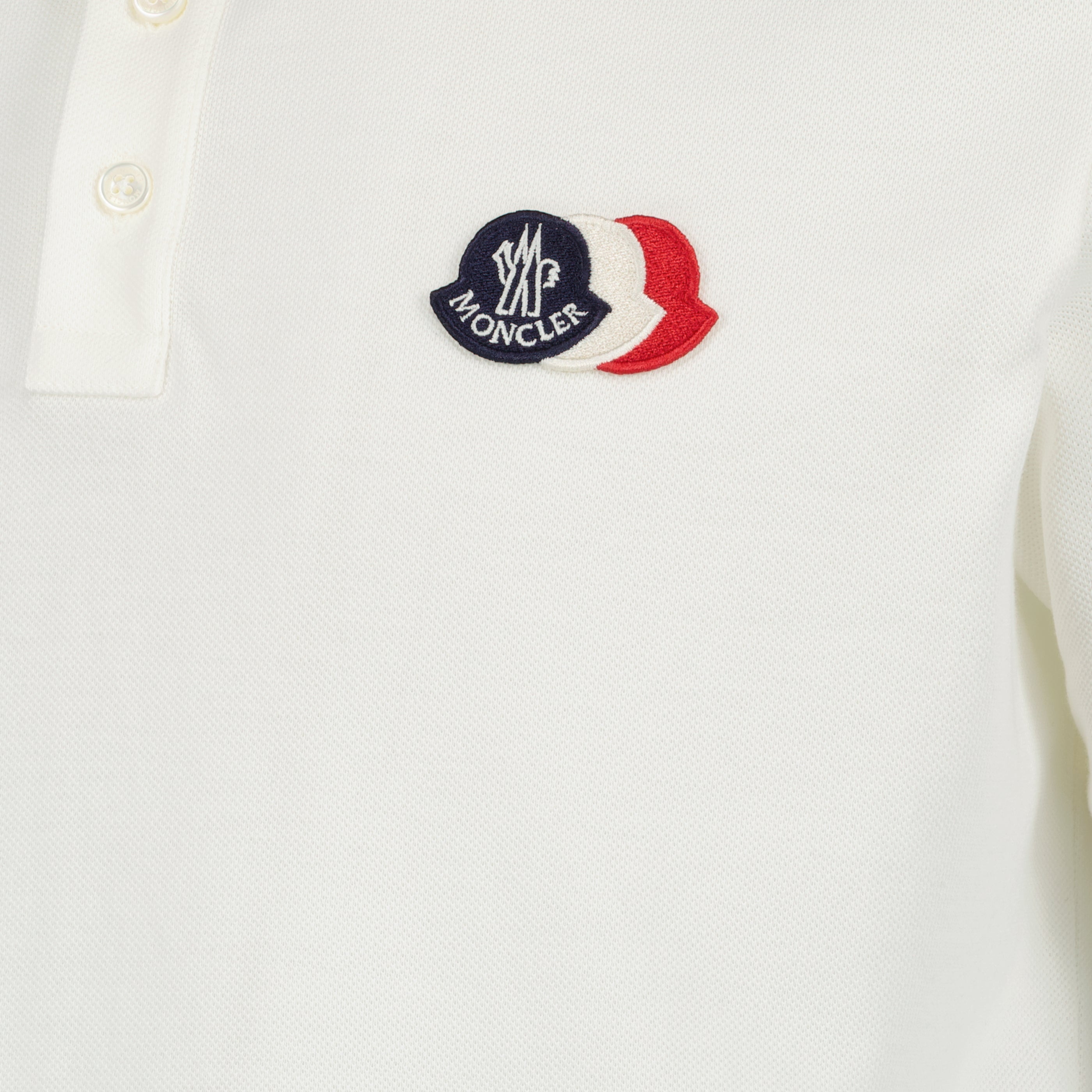 Polos ホワイトコットンピケポロ Moncler Blanc Homme