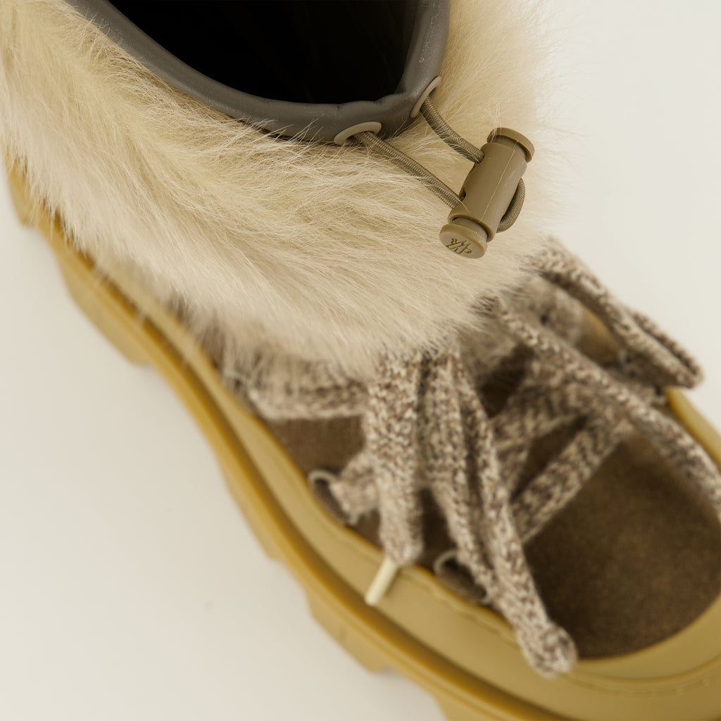 Bottes Bottines Peak en sherling Moncler Marron Femme