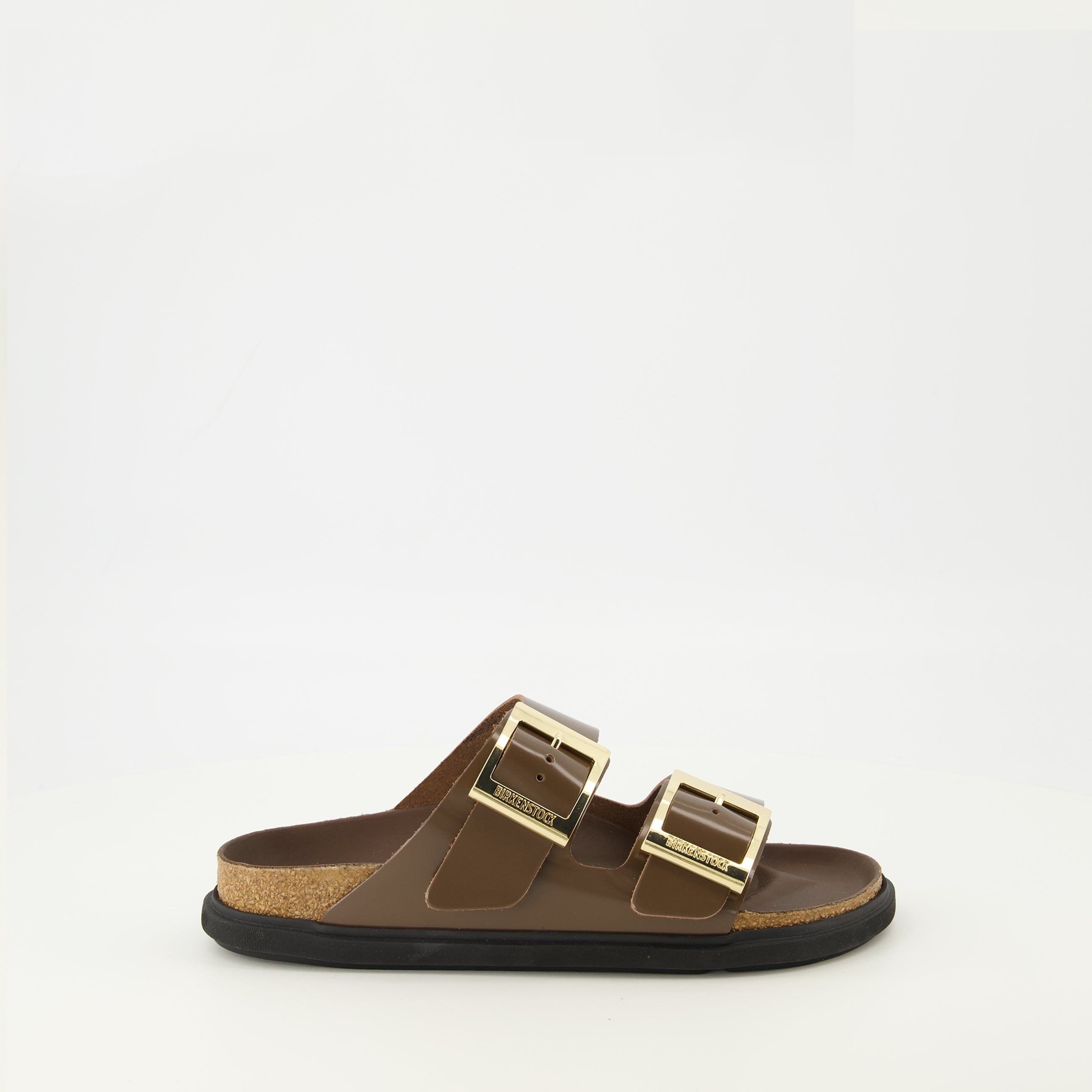 Image de l'article Sandales Arizona Droplet Buckle marron de la marque Birkenstock pour Femme - Saison Printemps-Été 2026 - Vue latérale droite