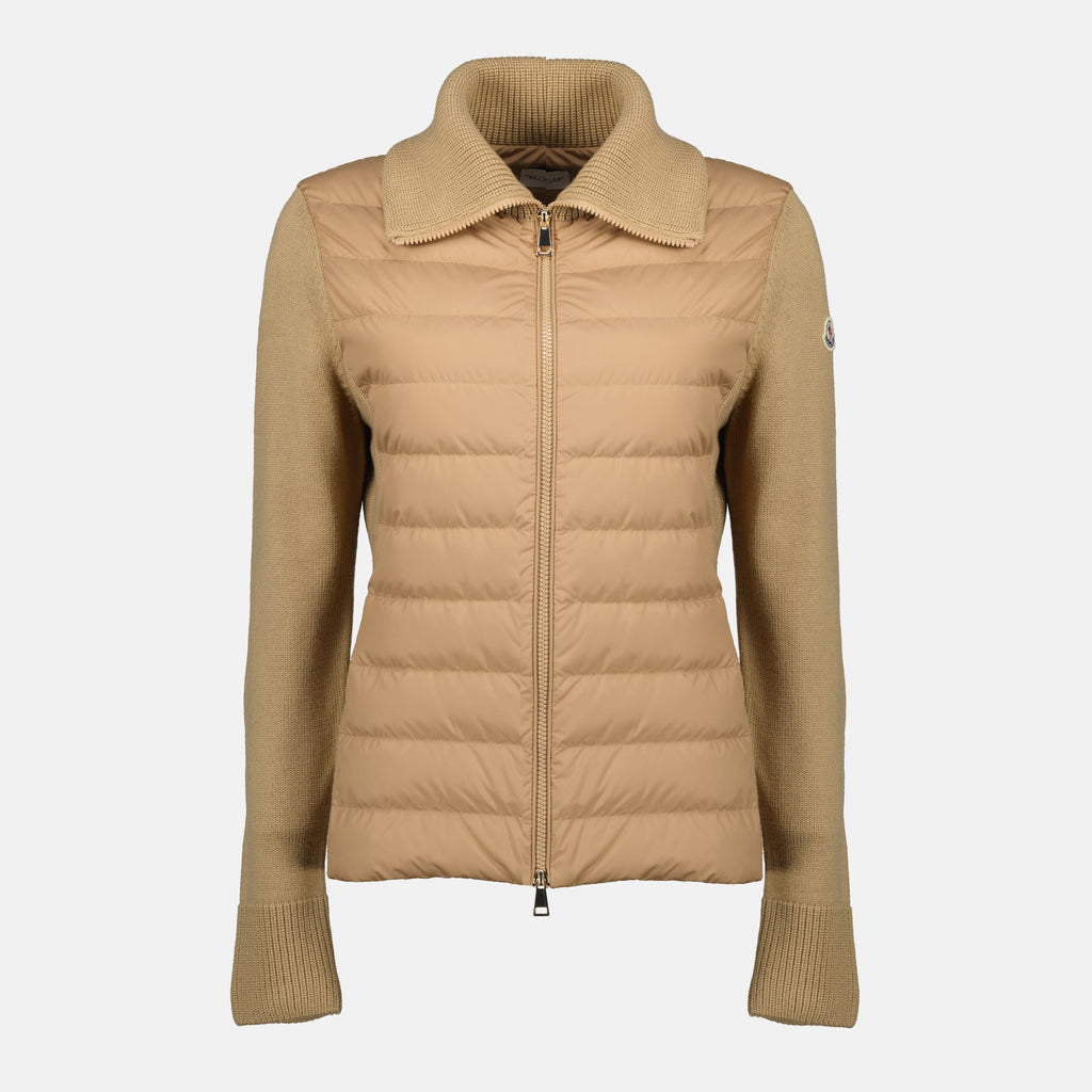 Image de l'article Cardigan bi-matière beige de la marque Moncler pour Femme - Saison Printemps-Été 2026 - Vue de Face