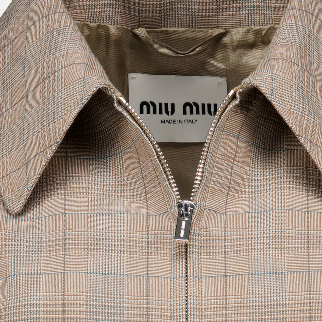Vestes Checked Wool Jacket Miu Miu Marron Femme