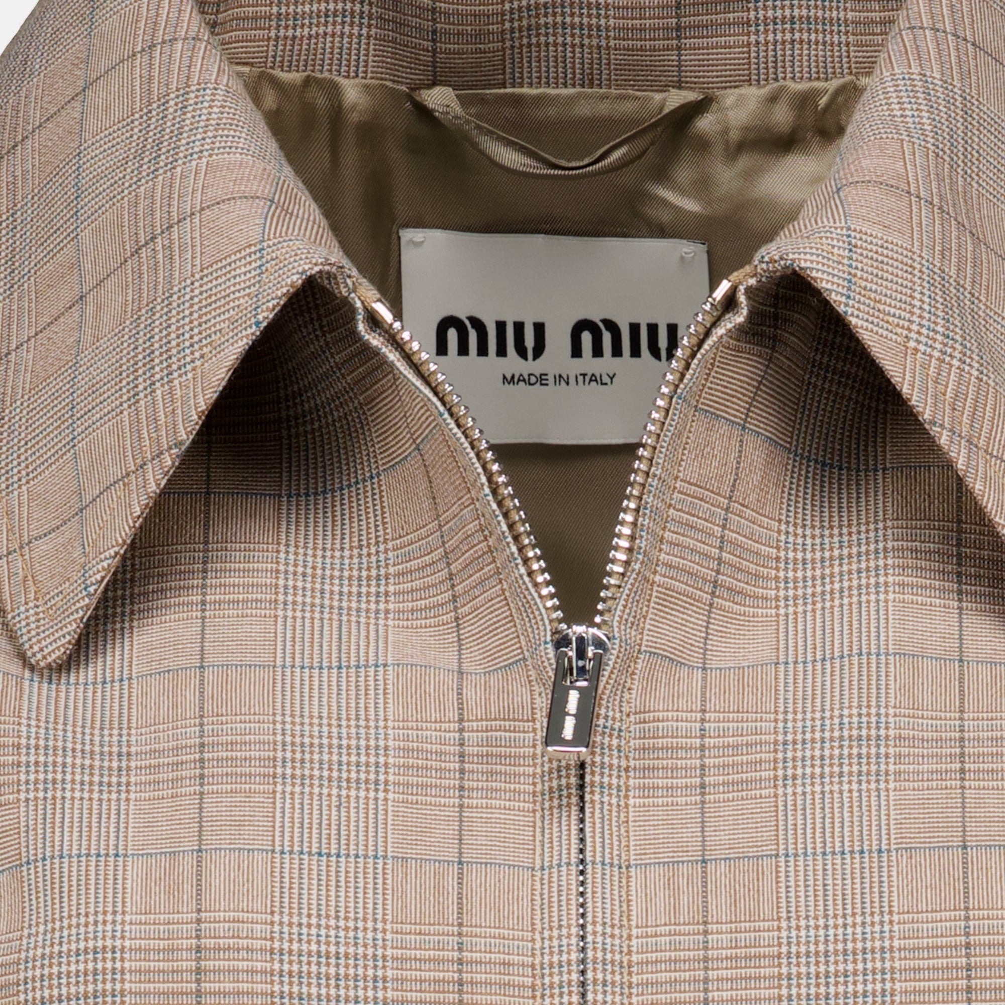 Vestes Checked Wool Jacket Miu Miu Marron Femme