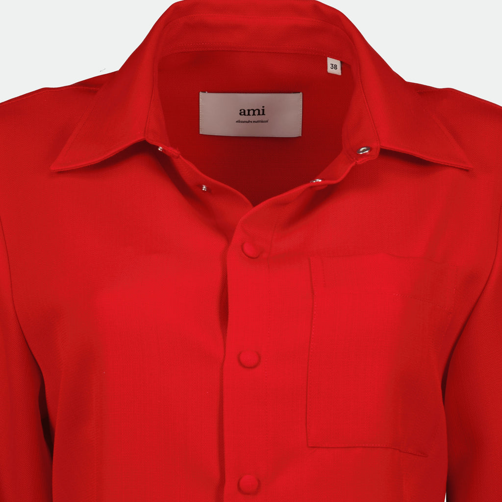 Vestidos Vestido Camisa em Lã Ami PARIS Vermelho Femme