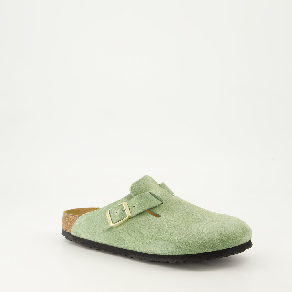 Chaussures ouvertes Mules Boston Birkenstock Vert Femme