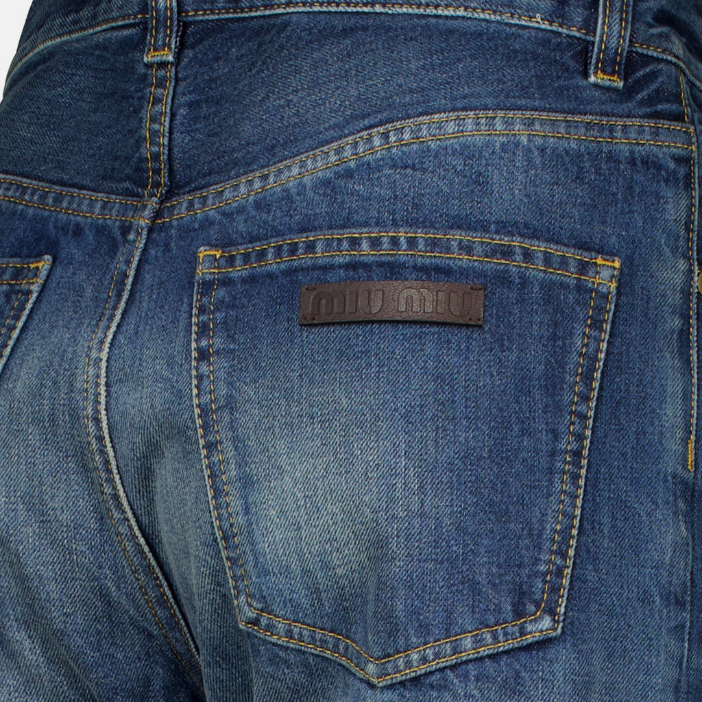 Pantalons Jean en denim bleu Miu Miu Bleu foncé Femme
