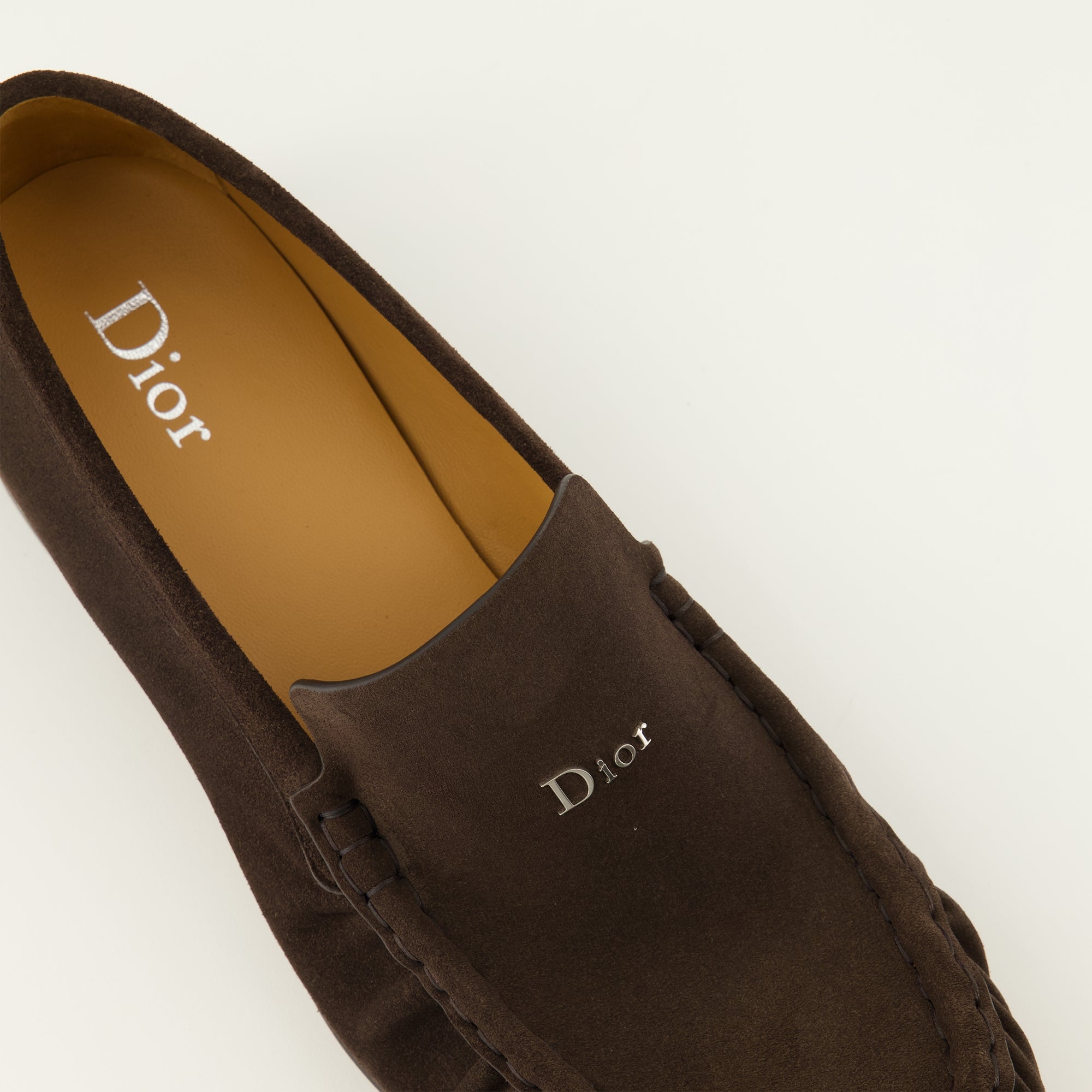 Mocassins Mocassini Maurice in Suede Marrone Scuro Dior Marron Homme