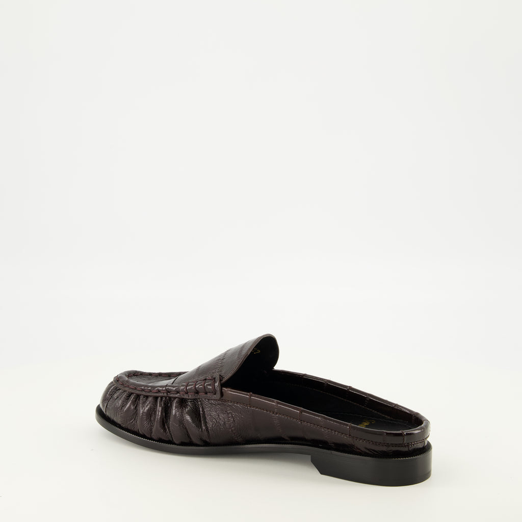 Chaussures ouvertes Mocassini Mules in Pelle Marrone Saint Laurent Marron Femme