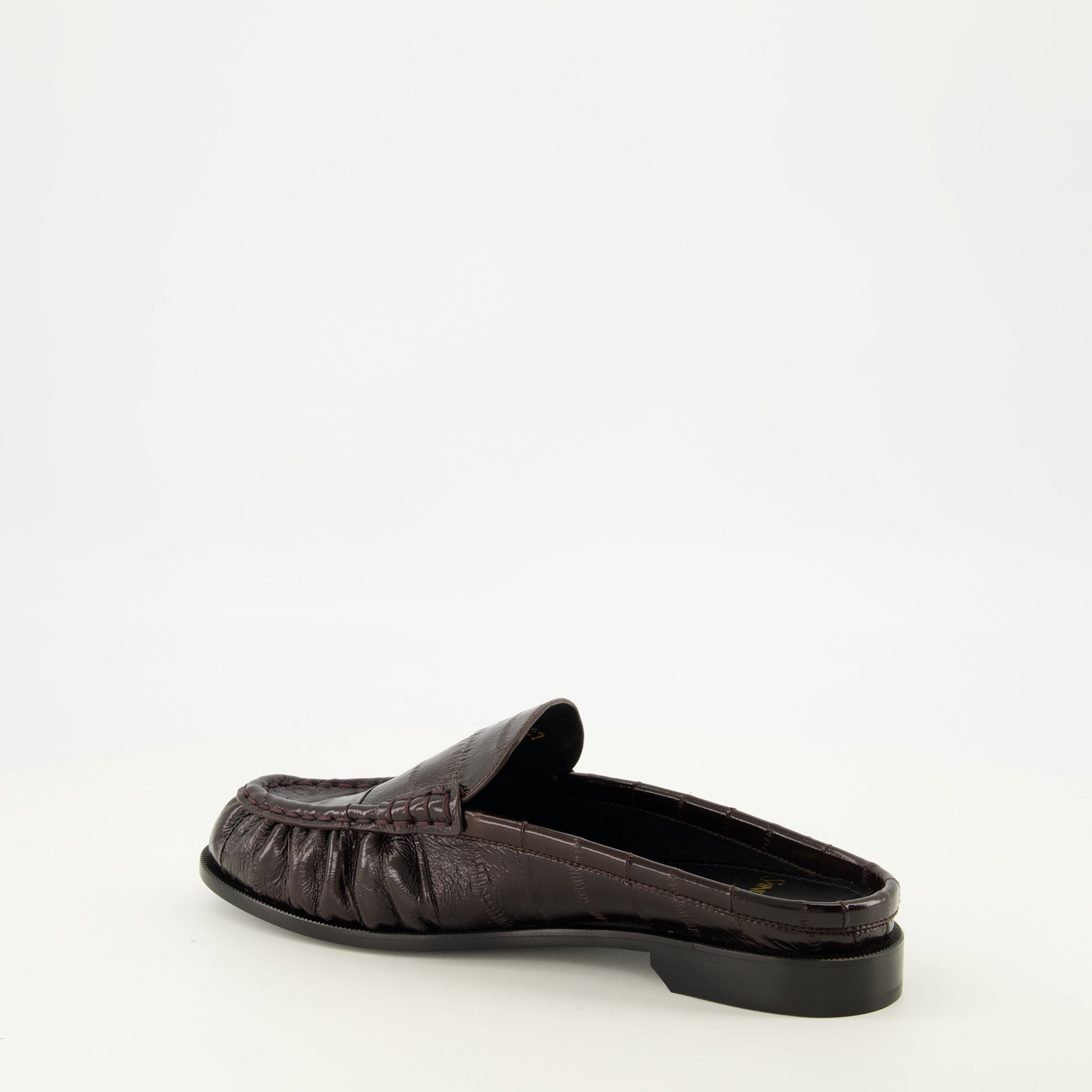 Chaussures ouvertes Mules Loafers de Couro Castanho Saint Laurent Marron Femme