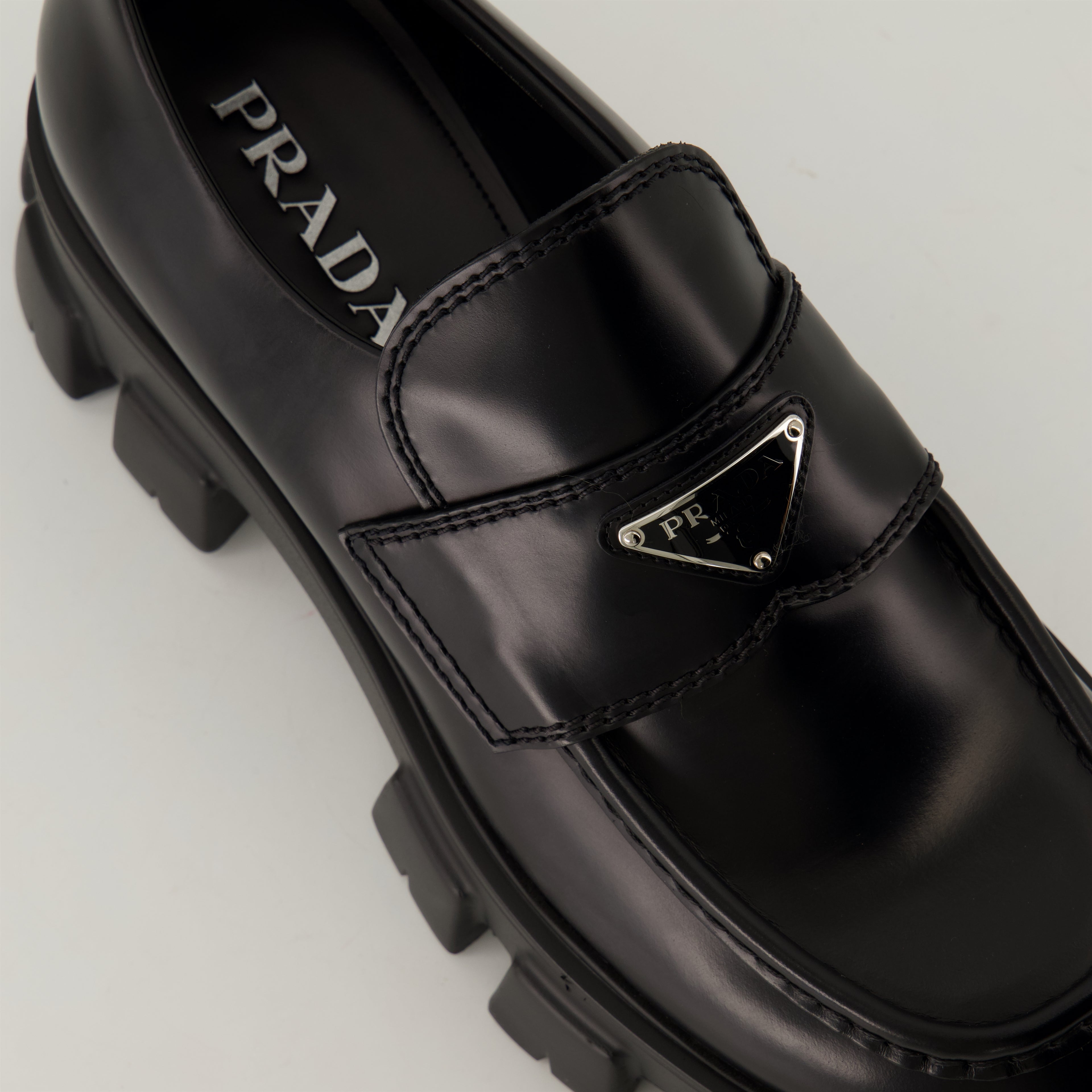 Mocassins Mocassins Monolith Prada Noir Homme
