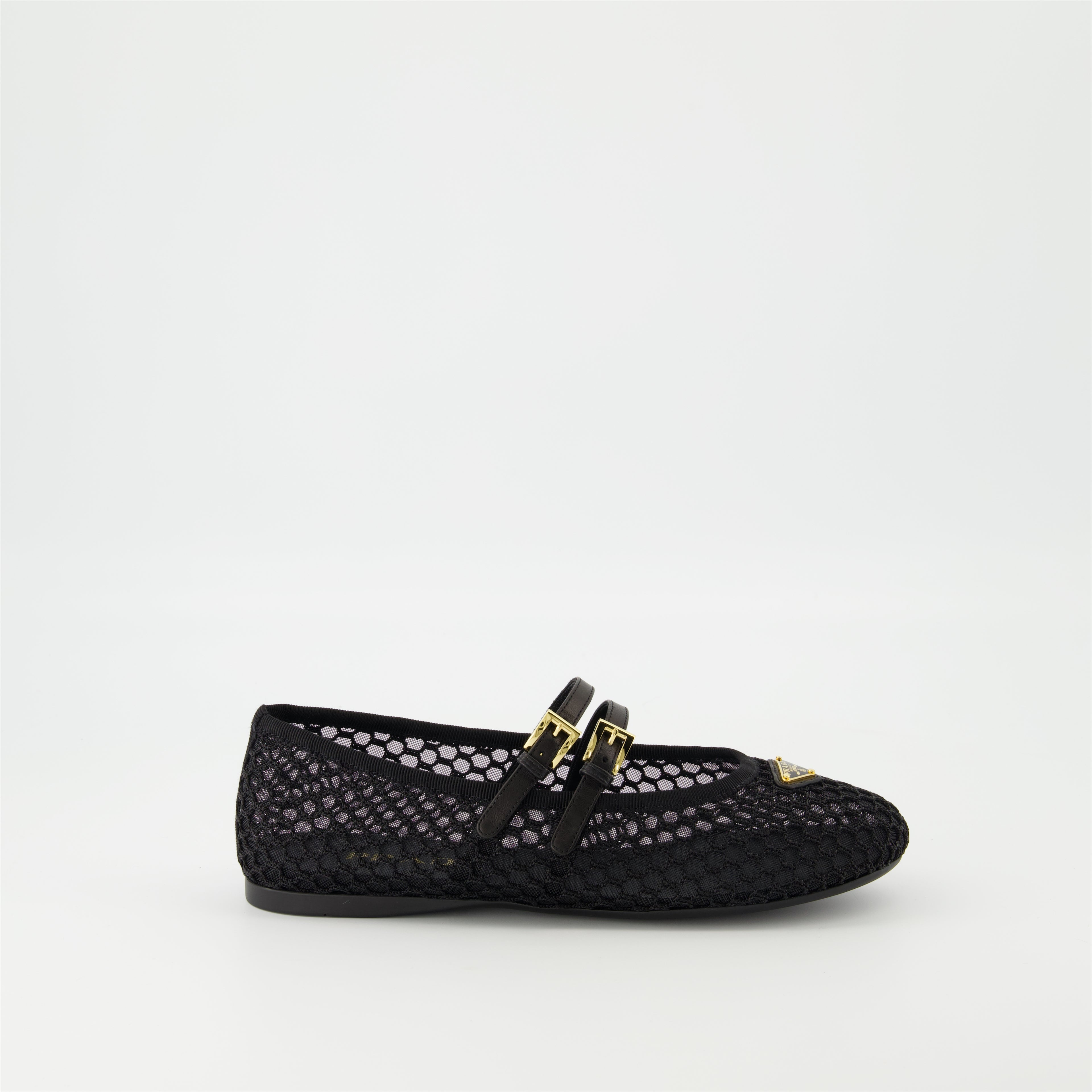 Chaussures plates Ballerines en mesh Prada Noir Femme