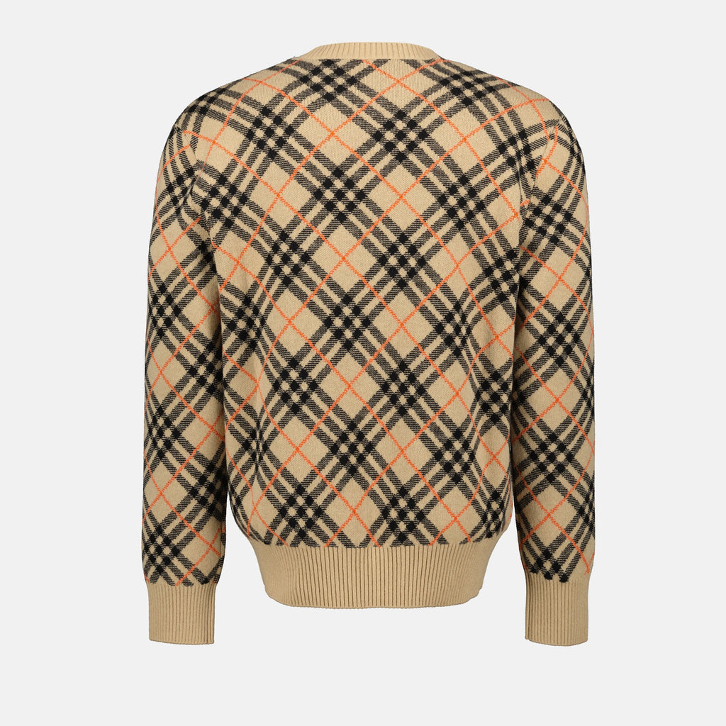 Knitwear Checked Sweater Burberry Beige Homme