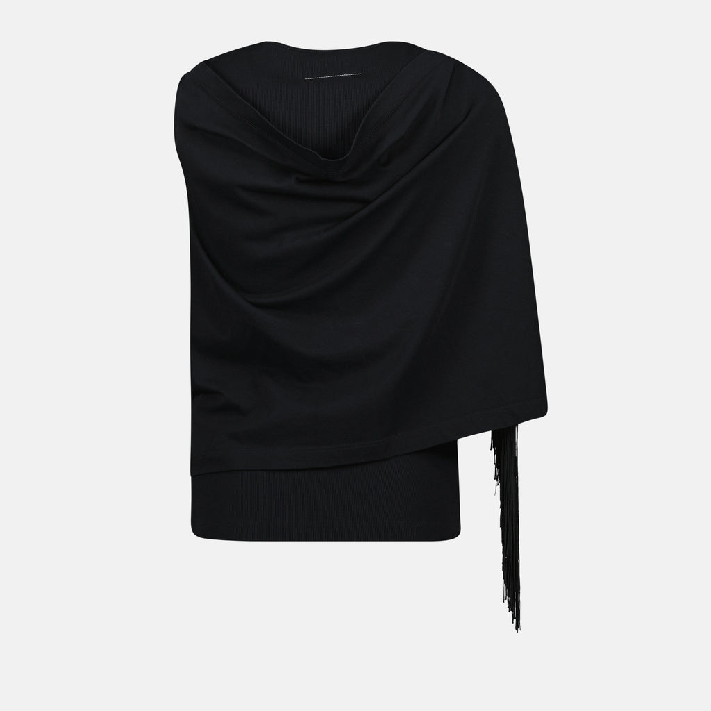Tops T-shirt à franges Mm6 Noir Femme