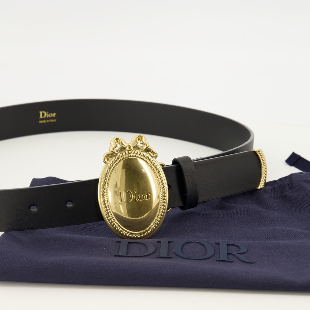 Ceintures Schwarzer Leder-Medaillon-Gürtel Dior Noir Homme