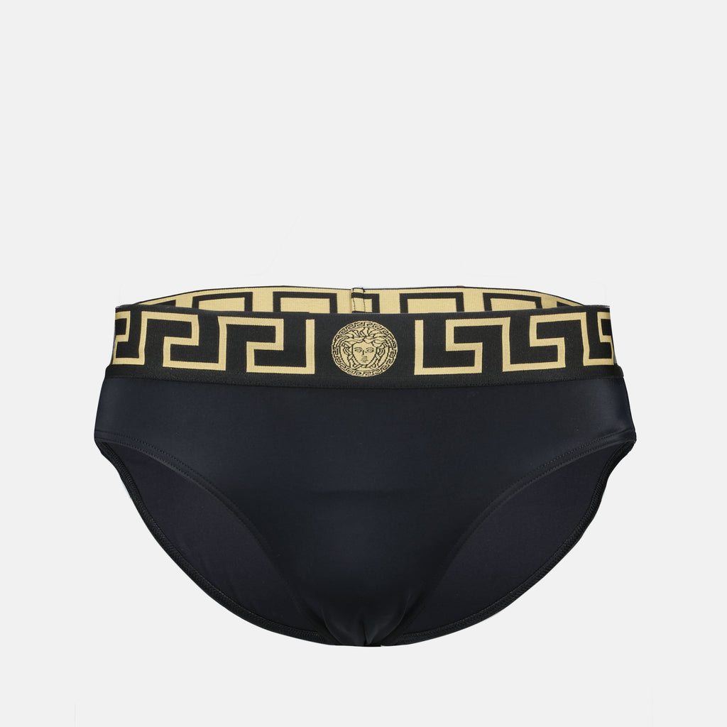 Beachwear Slip de bain Medusa Greca Versace Noir Homme
