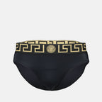 Beachwear Slip de bain Medusa Greca Versace Noir Homme