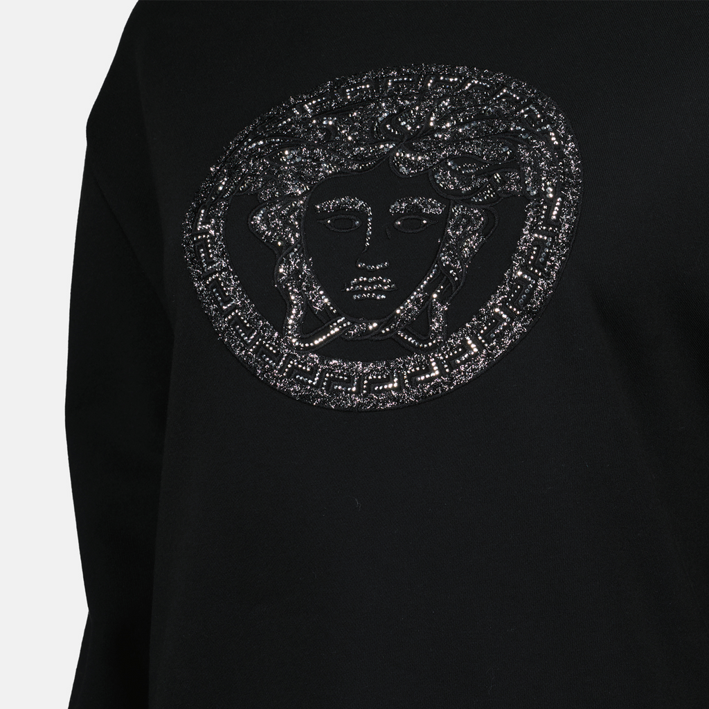 Sweatshirts Sweatshirt Medusa à strass Versace Noir Femme