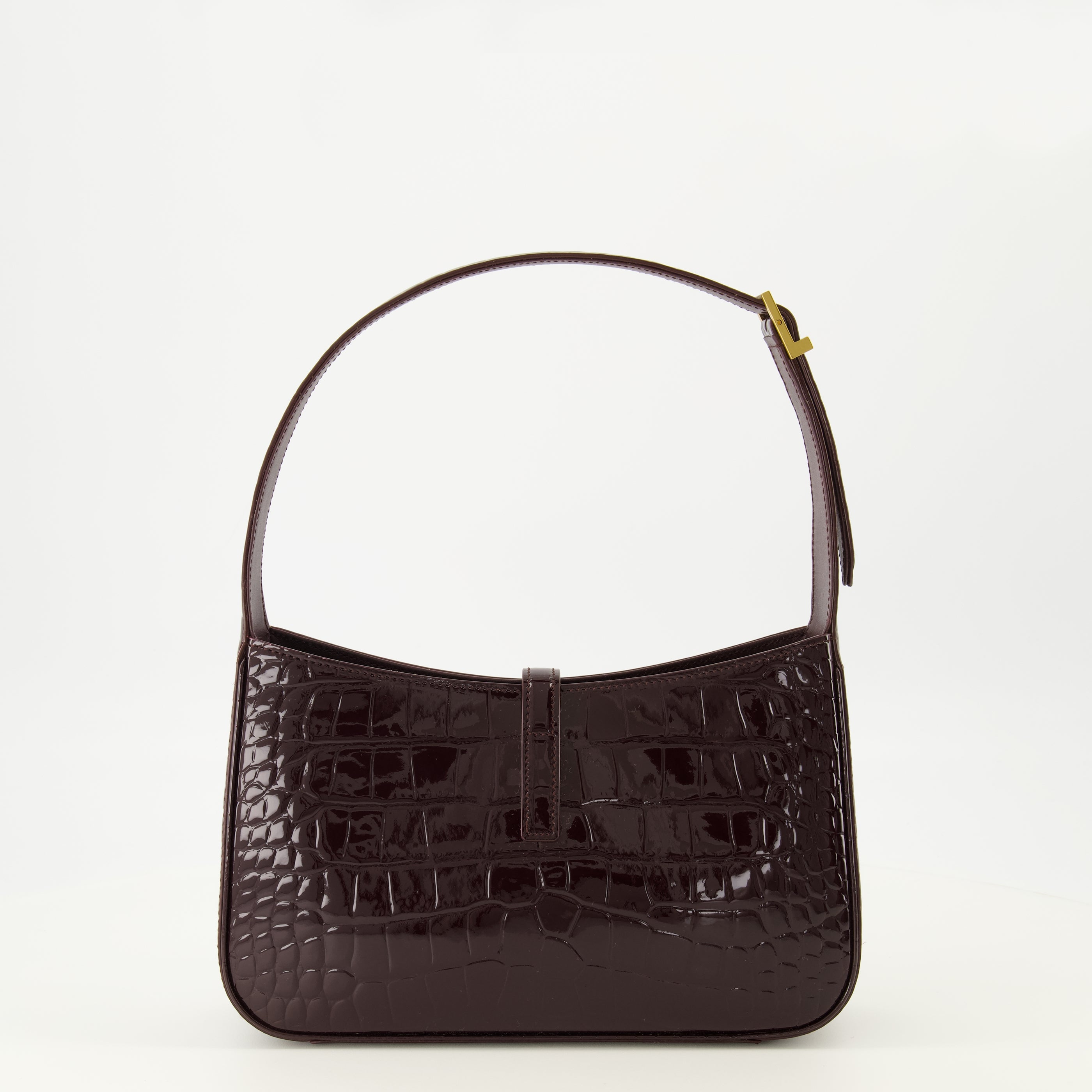 Sacs à main et épaule Le 5 à 7 Bag in Burgundy Embossed Crocodile Patent Leather Saint Laurent Bordeaux Femme