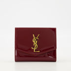 スモールレザーグッズ Portefeuille Uptown en cuir verni Saint Laurent ボルドー Femme