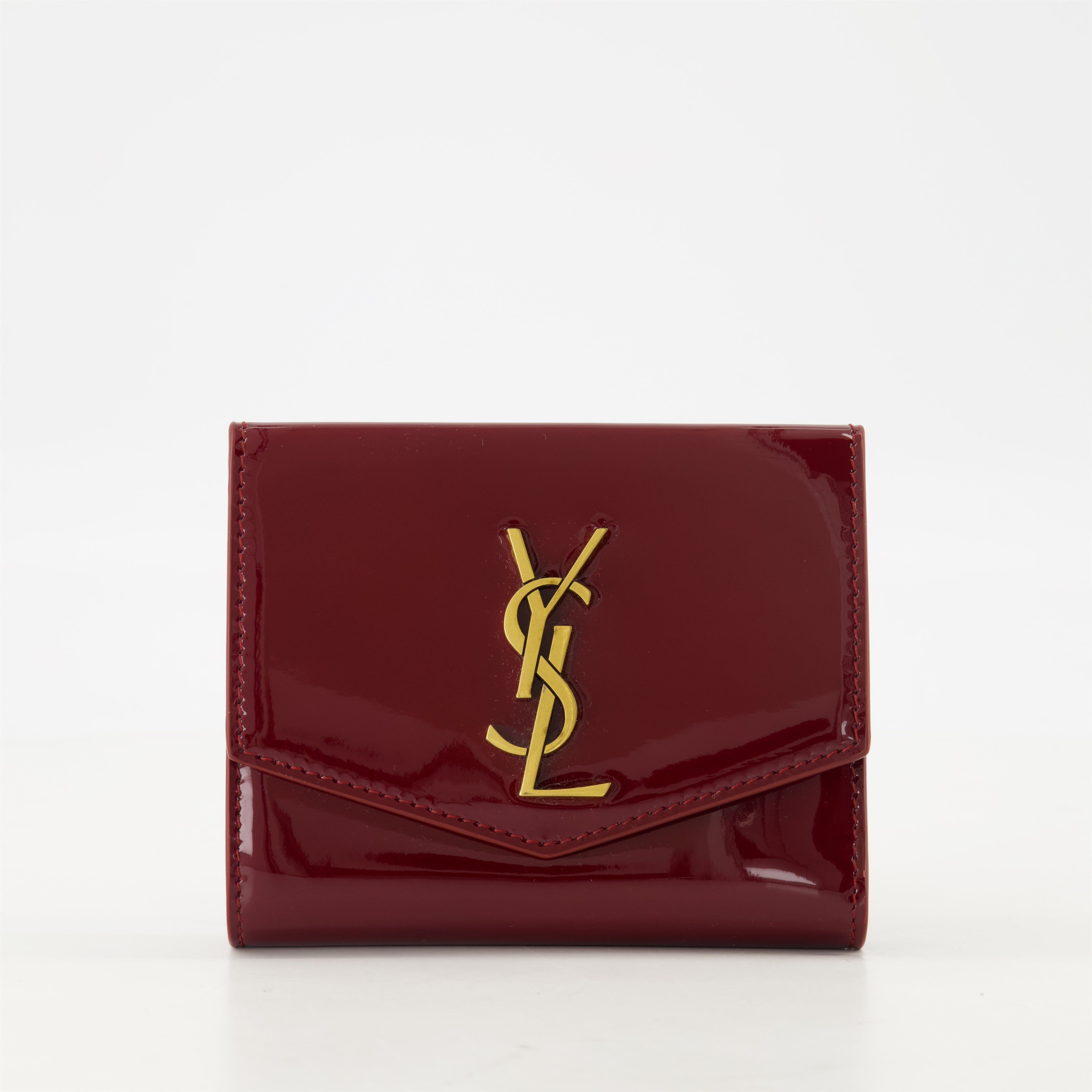 Small leather goods Portefeuille Uptown en cuir verni Saint Laurent Bordeaux Femme