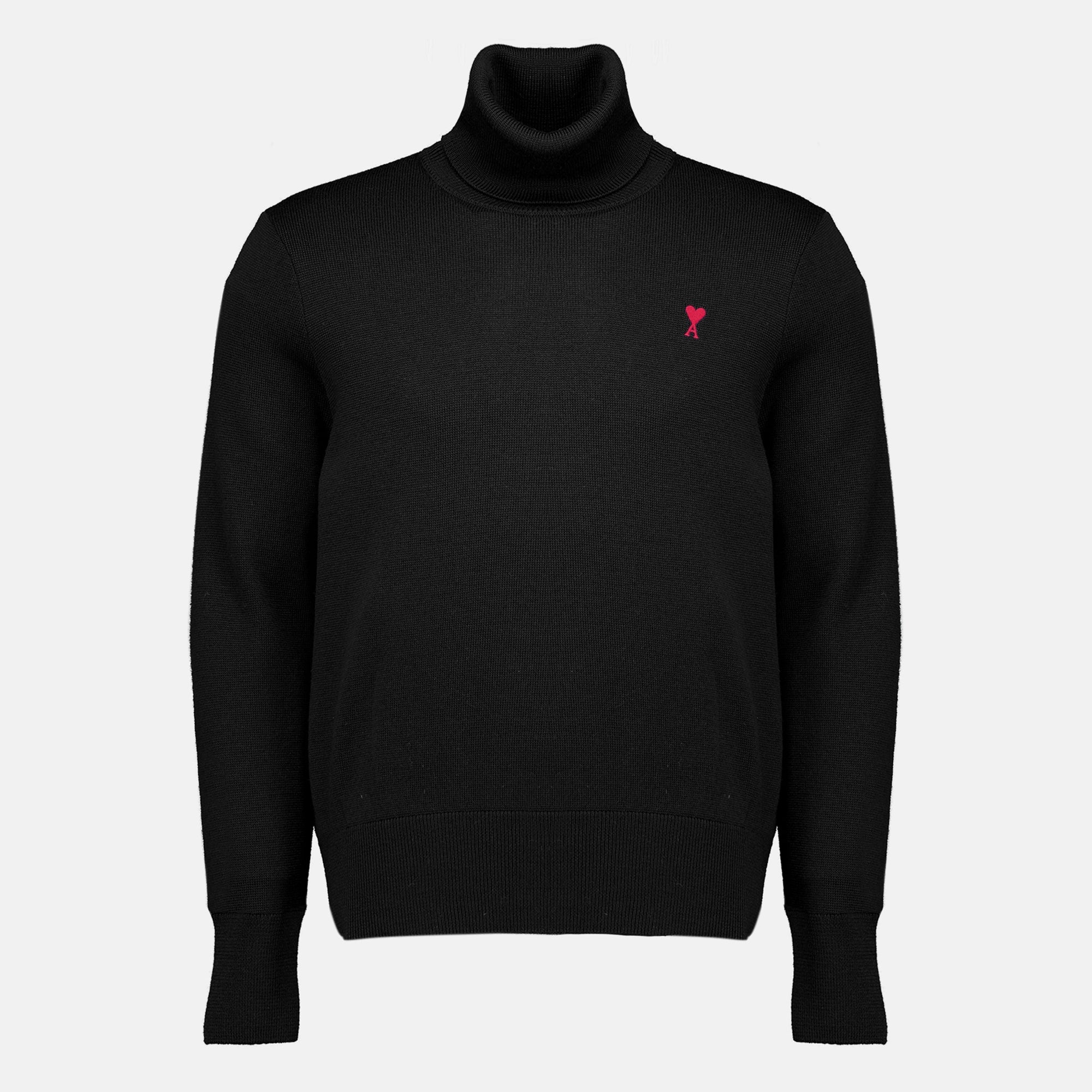 Maille Jersey de Cuello Alto Negro AMI en Lana Ami PARIS Noir Homme