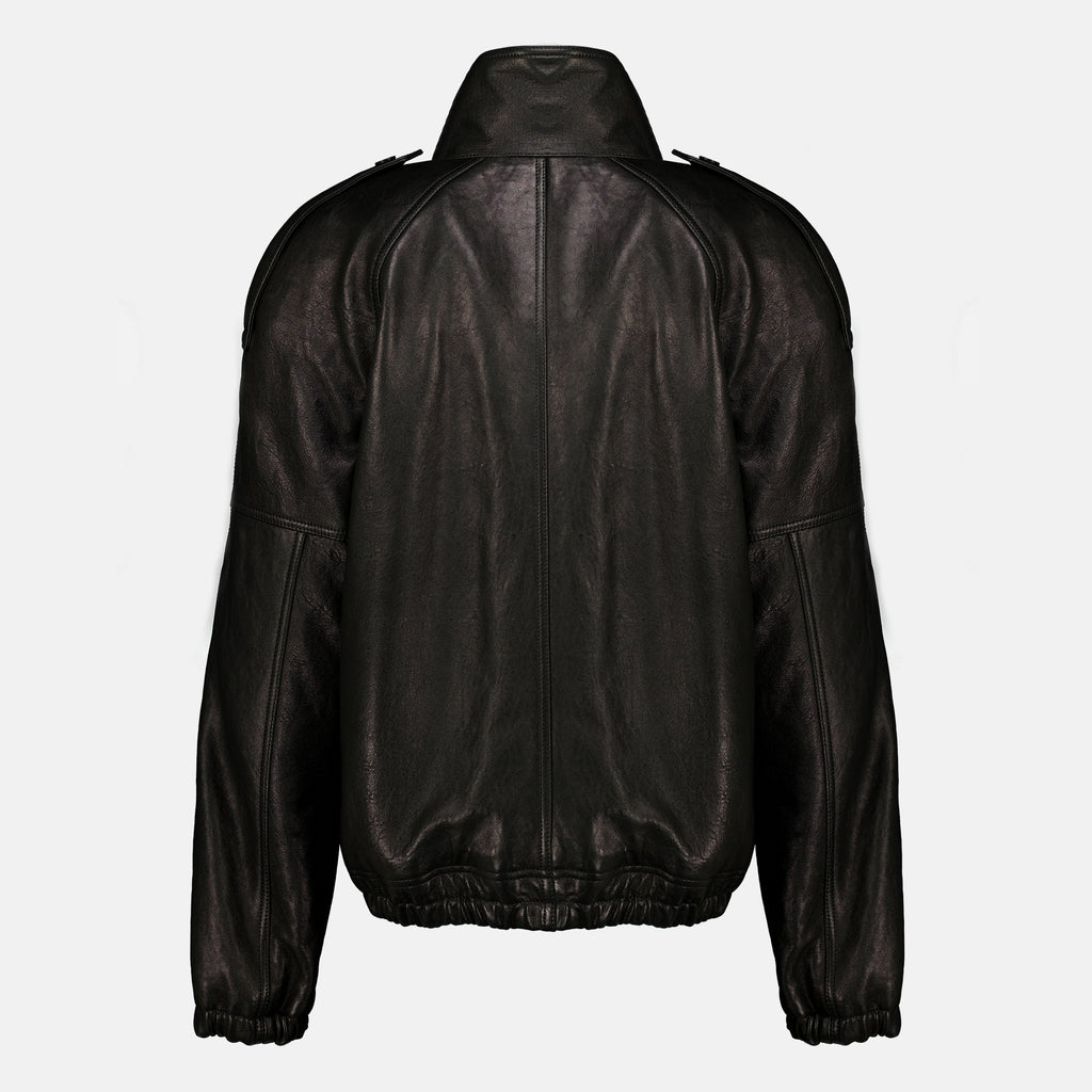 Manteaux Schwarze Vintage-Lederjacke Saint Laurent Noir Femme