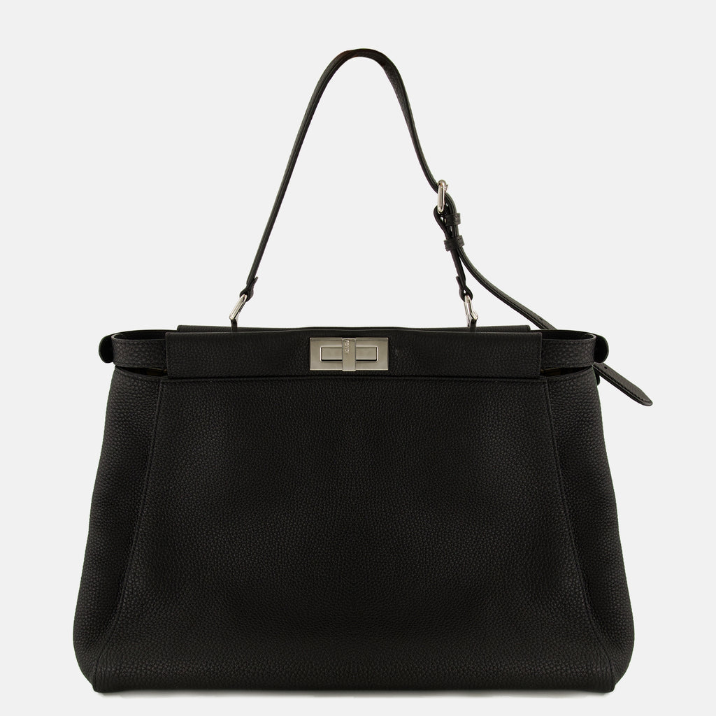 Sacs cabas ピーカブー ブラック グレイン レザー バッグ Fendi Noir Homme