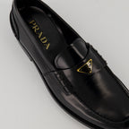 Slipper Gepufferte Leder Slipper Prada Schwarz Herren