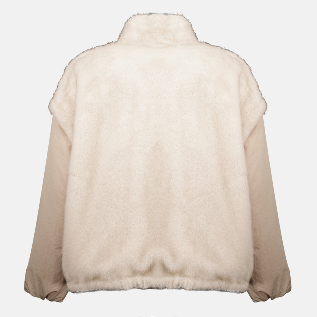 Vestes Giacca Teddy Down Chardonneret Reversibile 2-in-1 Moncler Beige Femme