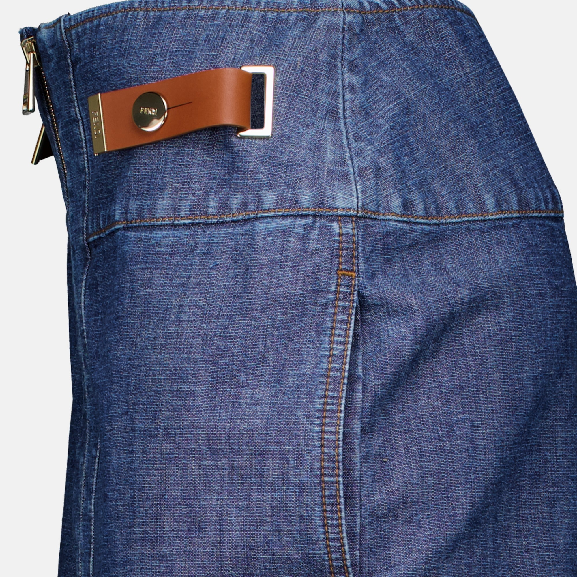 Jupes Falda de mezclilla azul Fendi Bleu Femme