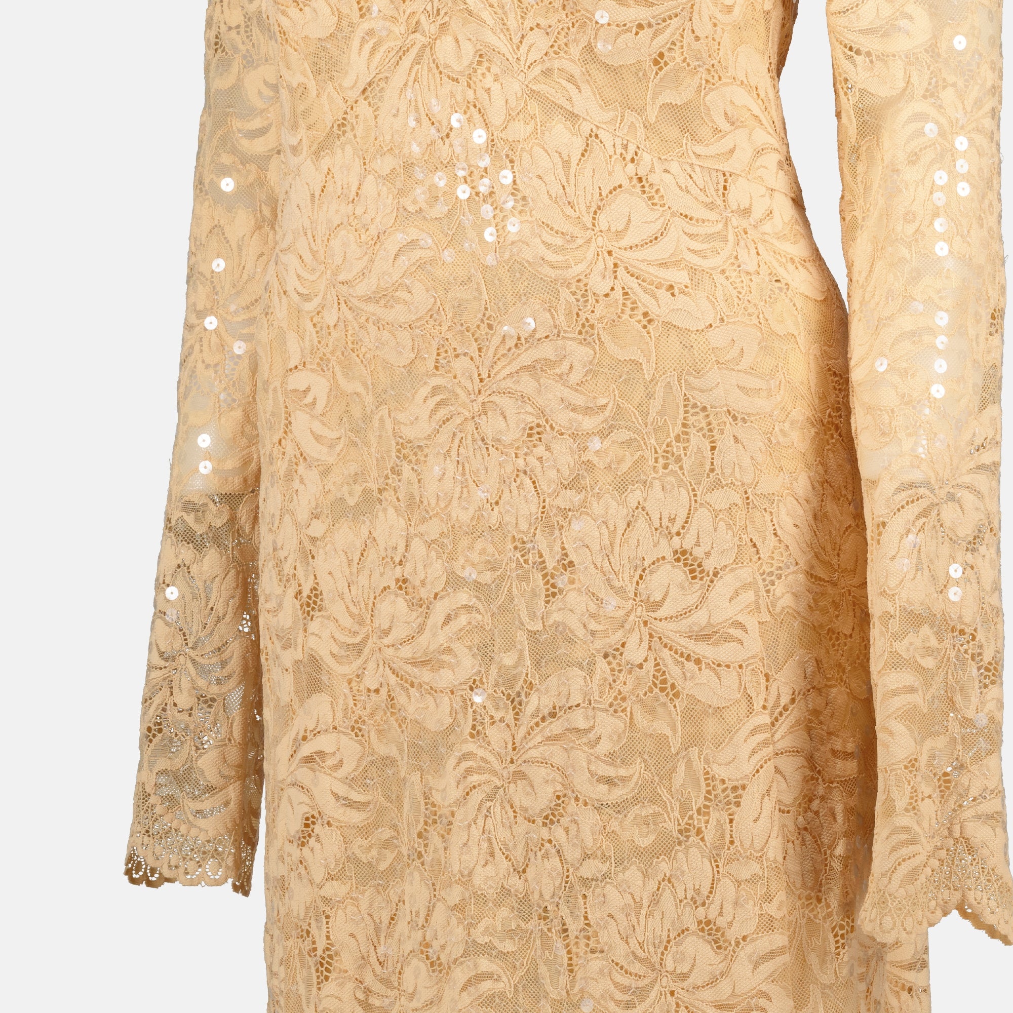 Robes Robe longue en dentelle Rabanne Beige Femme