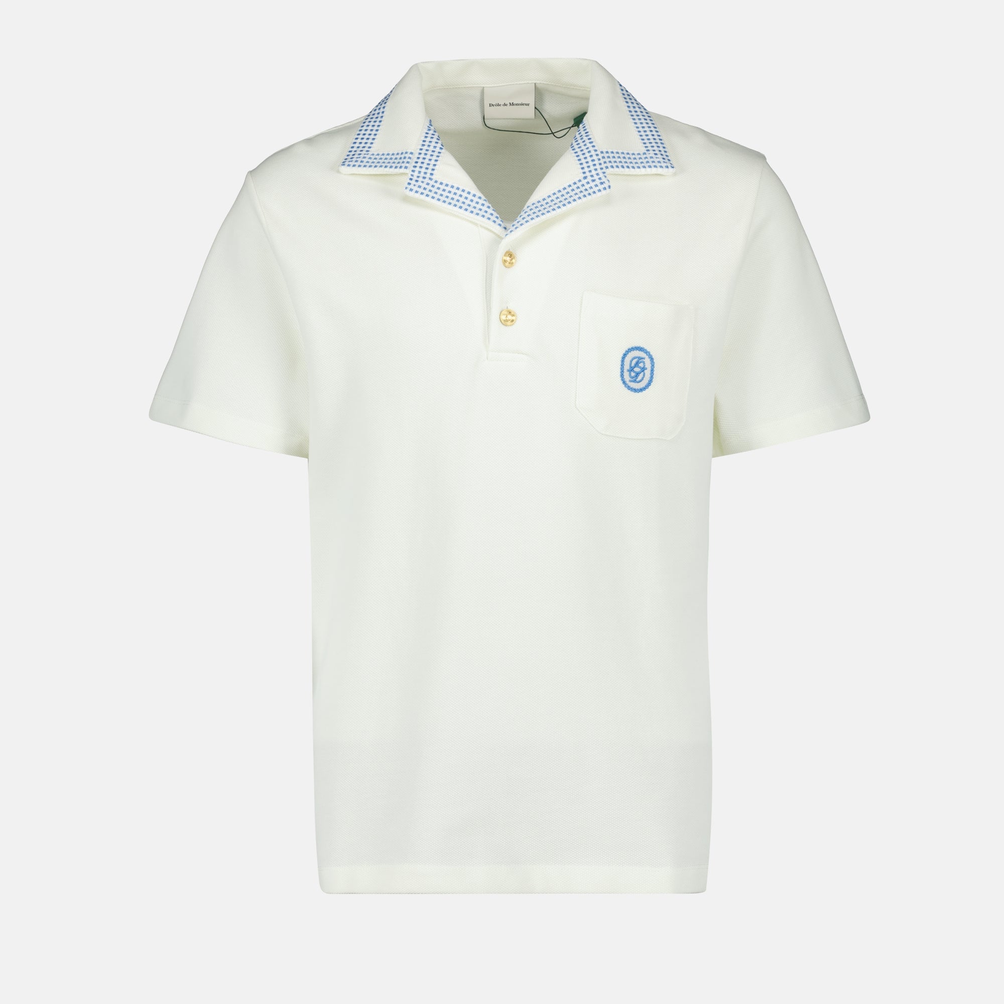 Polos Polo de algodón pique a cuadros Drole De Monsieur Blanco Homme
