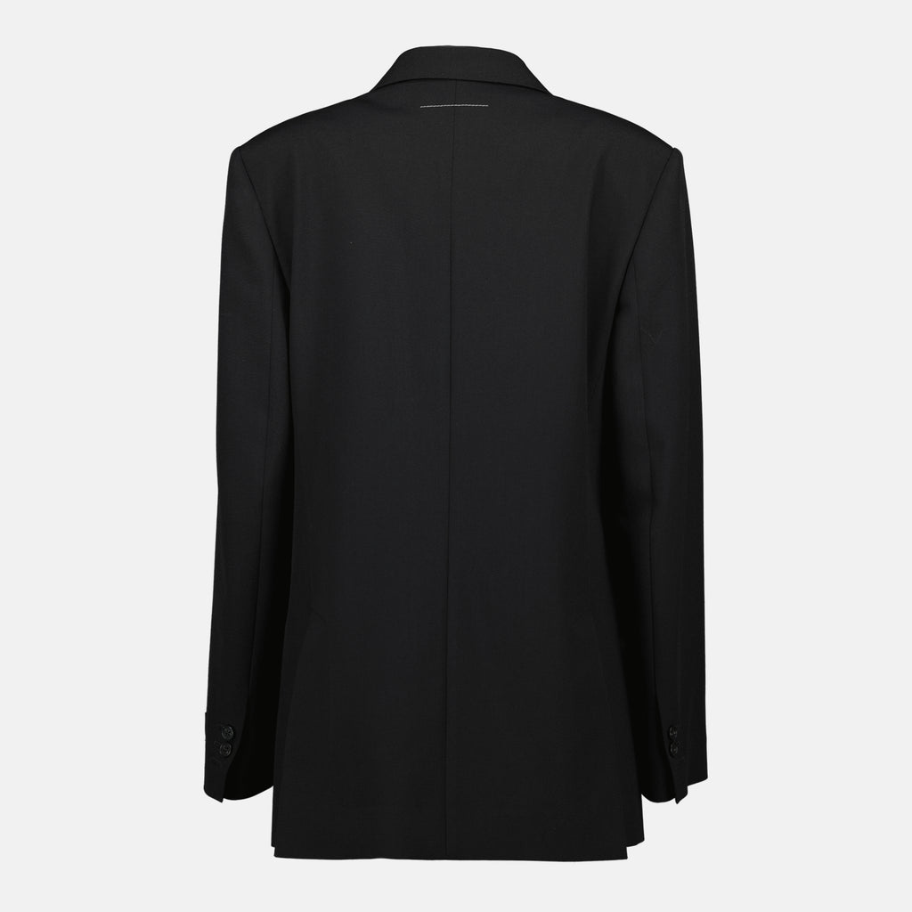 Image de l'article Blazer en laine noir de la marque Mm6 pour Femme - Saison Printemps-Été 2026 - Vue de Dos