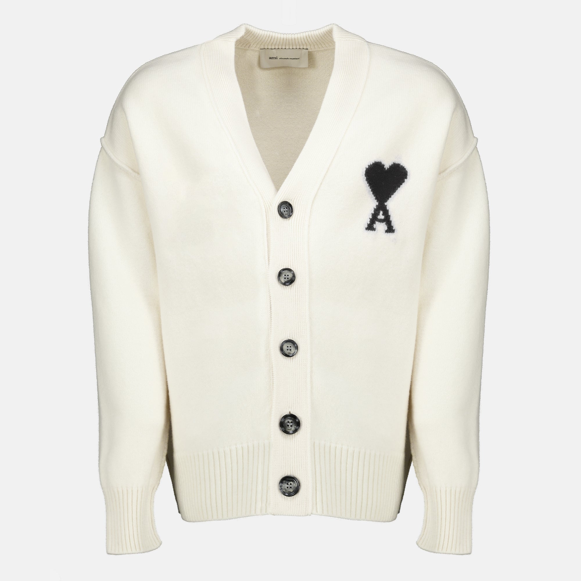 Maille Cardigan AMI de coeur en laine blanc Ami PARIS Blanc Unisexe