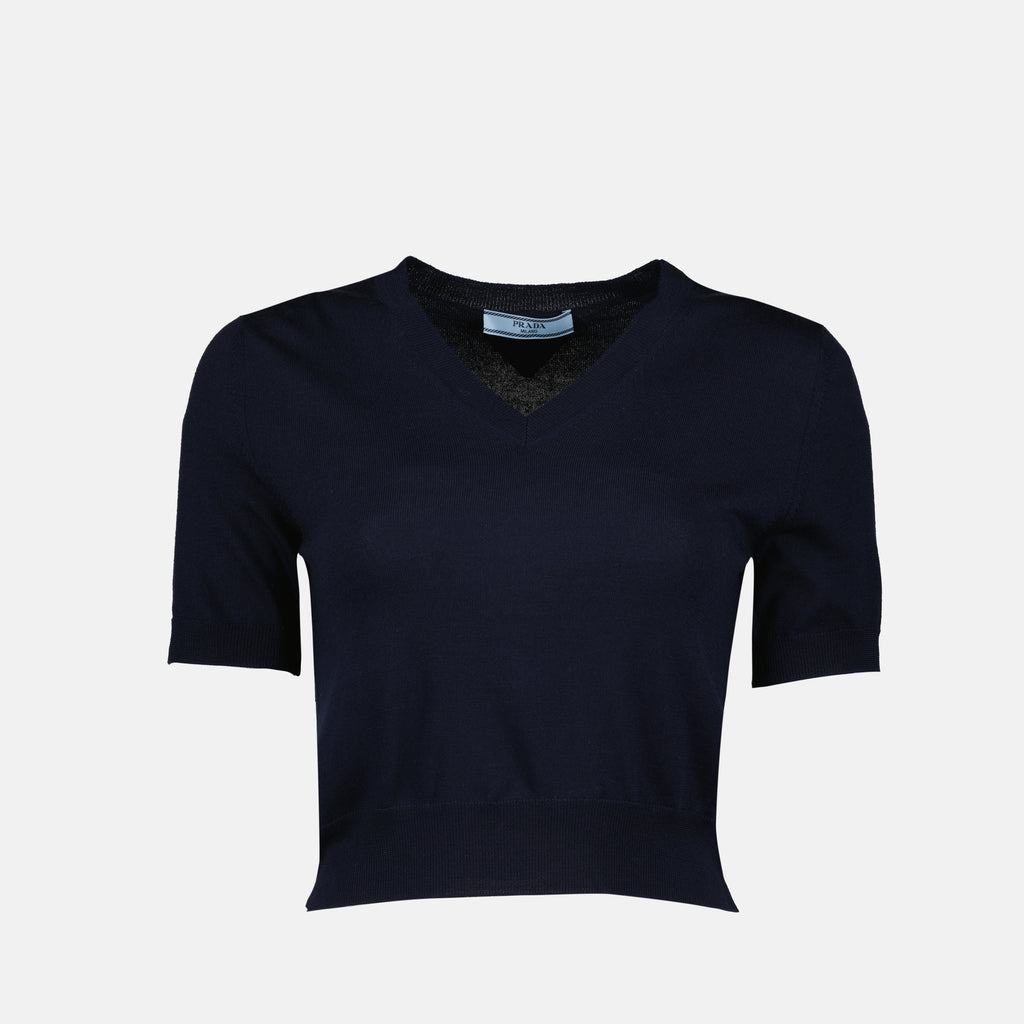 Maille Pull à manches courtes Prada Bleu foncé Femme