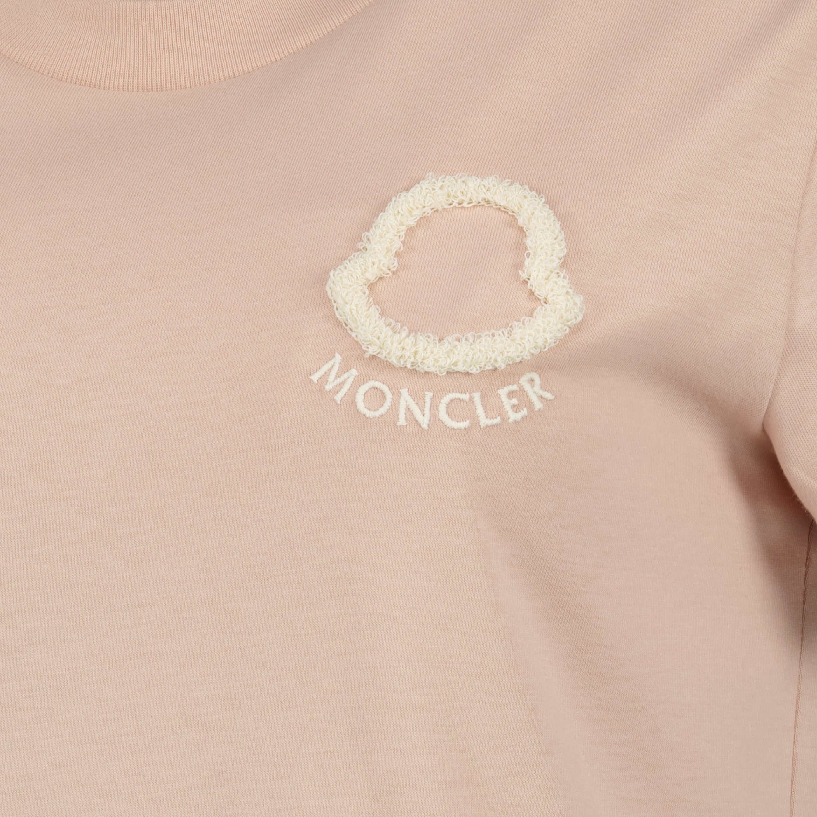 T-shirts T-Shirt de Algodão com Logo Bordado em Rosa Moncler Rose Femme
