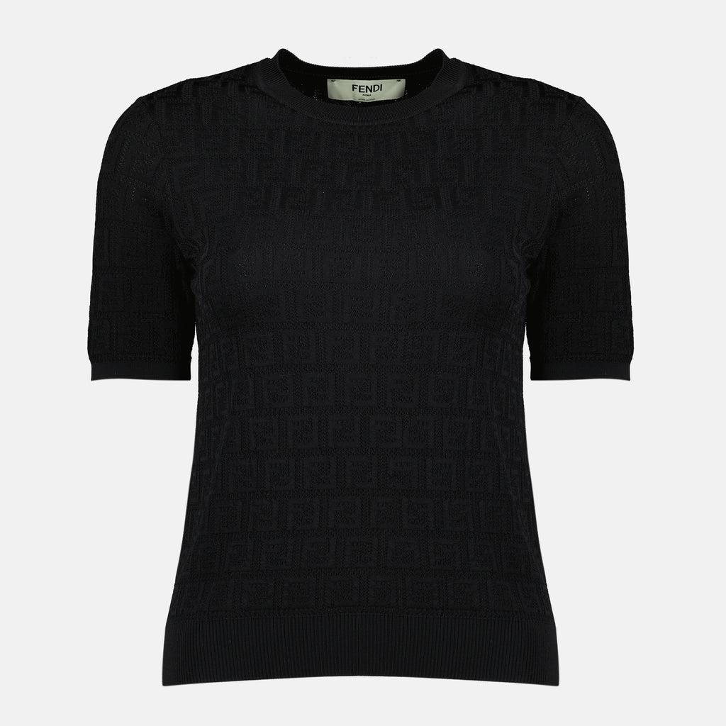 Image de l'article T-shirt FF noir de la marque Fendi pour Femme - Saison Printemps-Été 2026 - Vue de Face