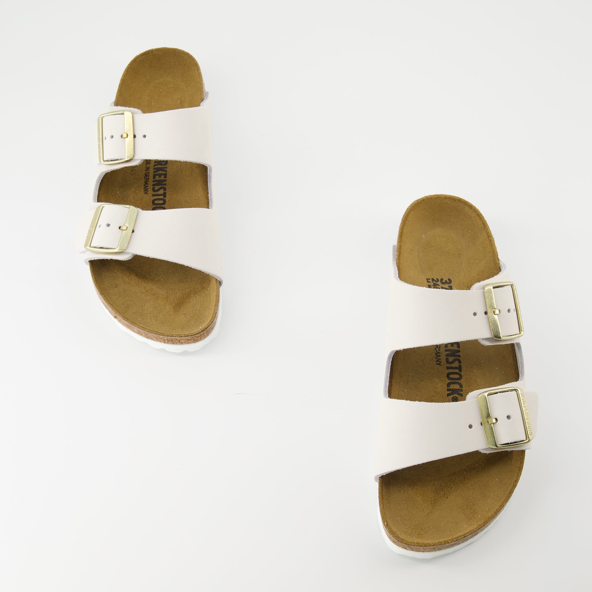 Zapatos abiertos Sandalias Arizona Grises Birkenstock Blanco Femme