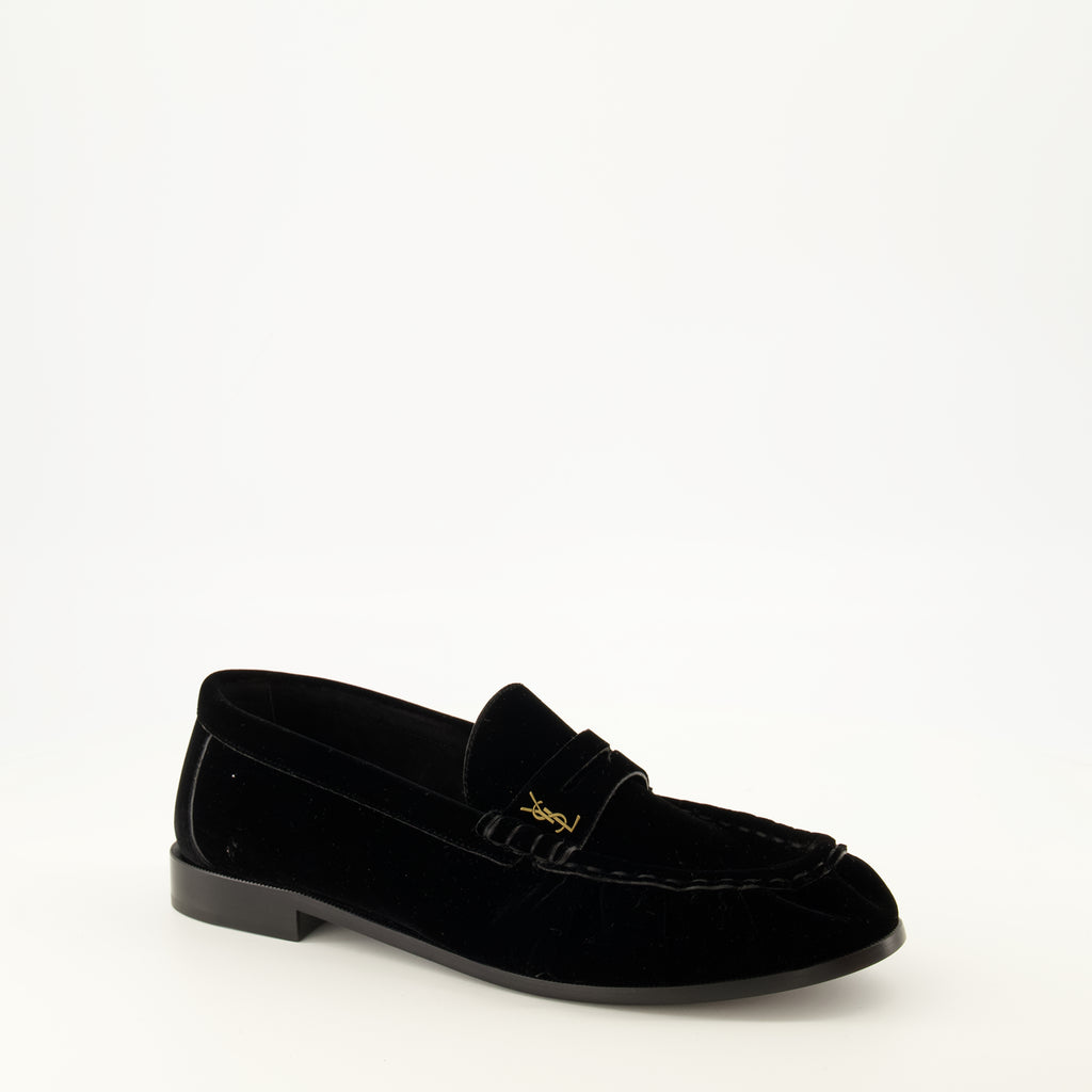 Mocassins Mocassino in Velluto Nero Saint Laurent Noir Homme