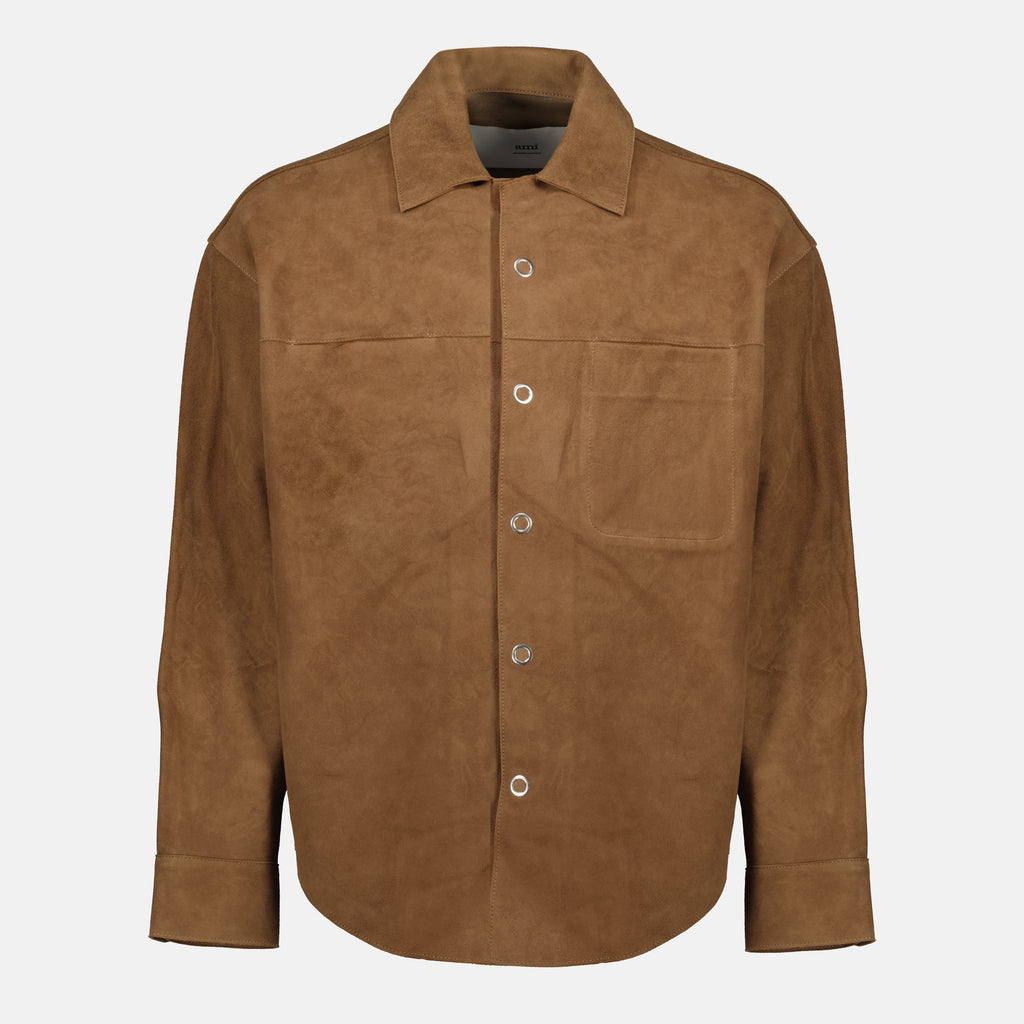 Image de l'article Veste chemise en cuir de la marque Ami PARIS pour Unisex - Saison Automne-Hiver 2025 - Vue de Face