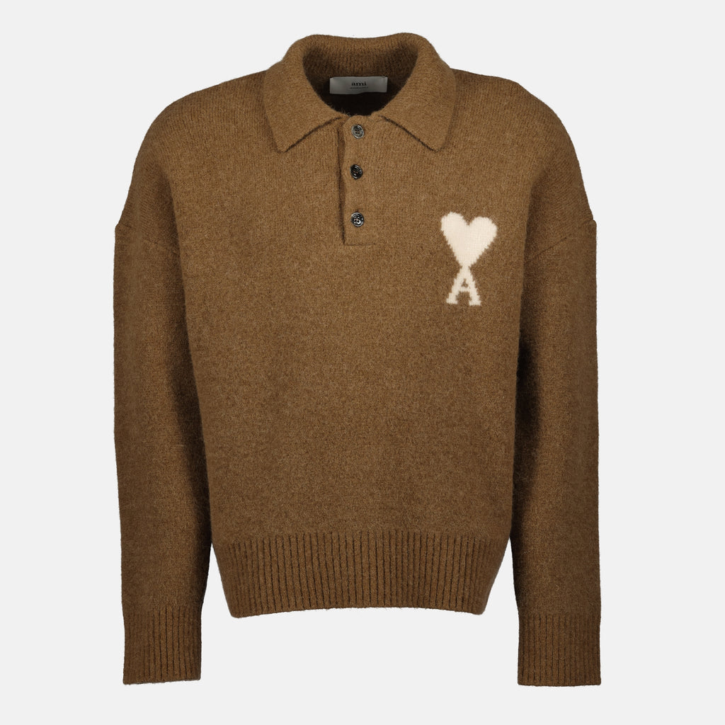 Bild des Alpaka-Polohemds der Marke Ami PARIS für Unisex - Herbst-Winter 2025 - Vorderansicht