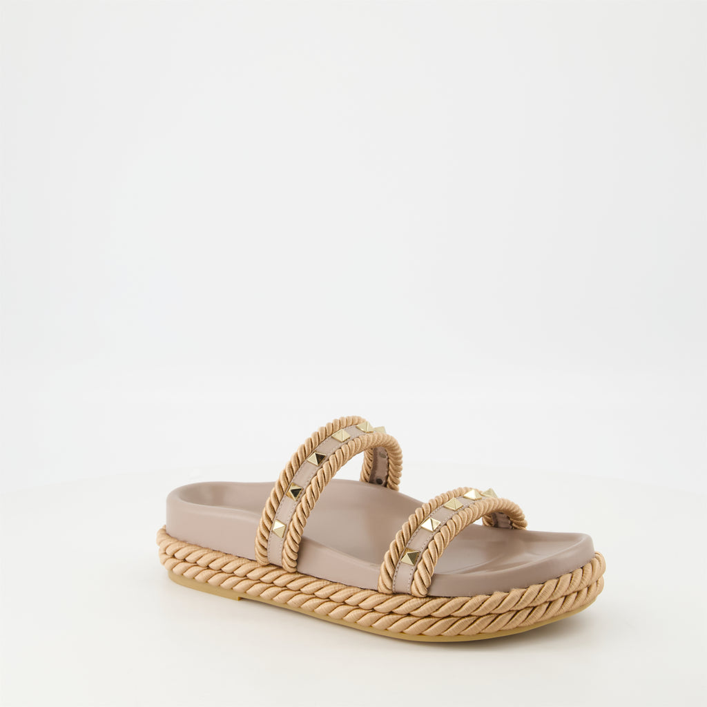 Compensées et plateformes Sandales Rockstud Platform Valentino Garavani Beige Femme